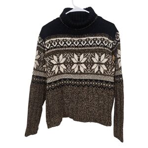 Kathy Ireland Fair Isle Vintage Knit Turtleneck Sweater